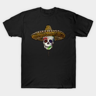 Mexican Hat Day of the Day Halloween Skull T-Shirt